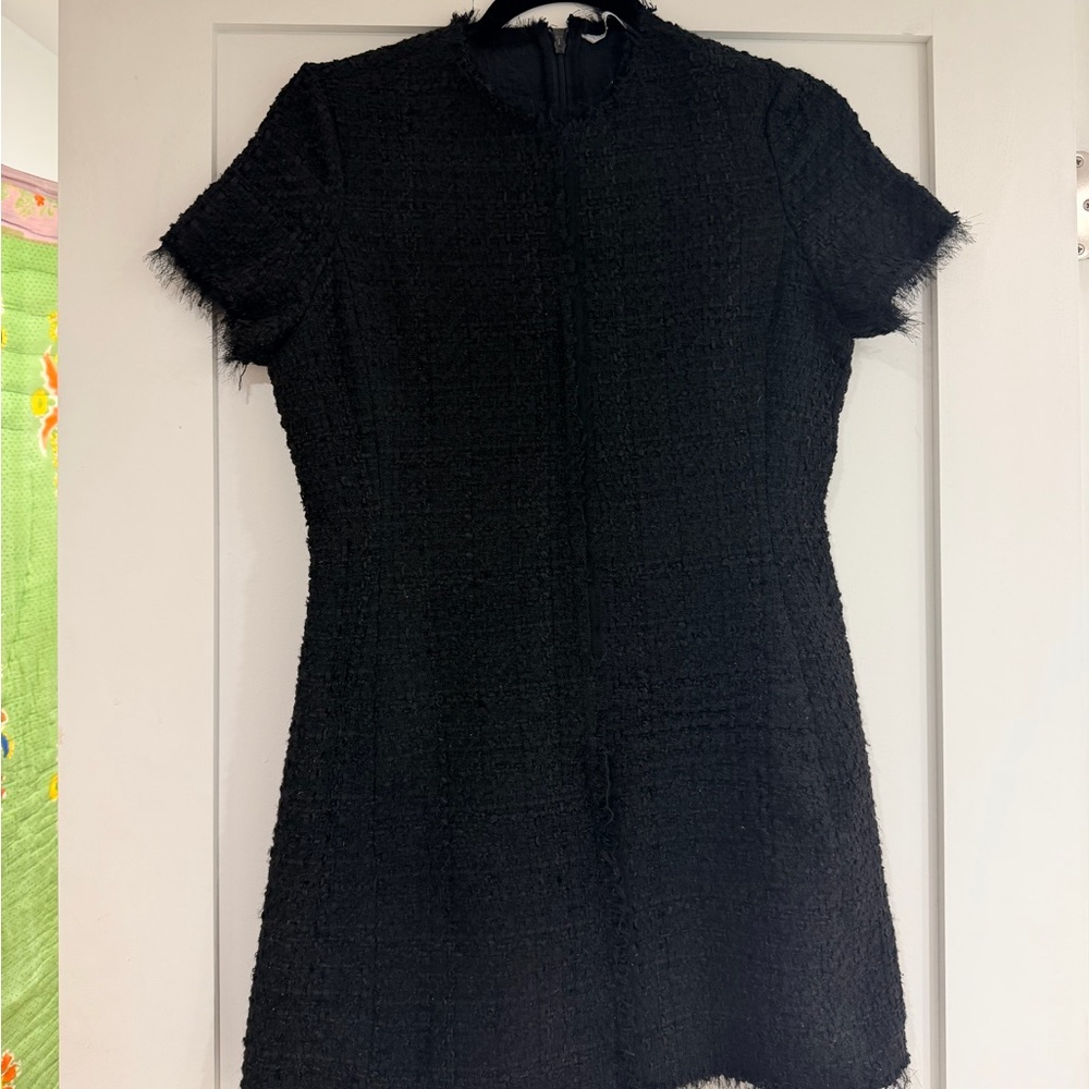 Zara Classic Black Tweed Short-Sleeve Dress